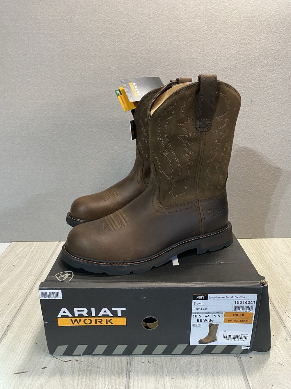 Ariat 10014241 Size 10.5 EE New Men's Western Boot Steel Work Boot, Brown